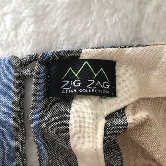 Zig Zag Asian Collection Striped Poncho Top Cotton Made in Nepal Boxy Lagenlook - Picture 7 of 9